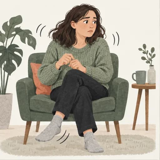 Restless person moving their legs in an armchair